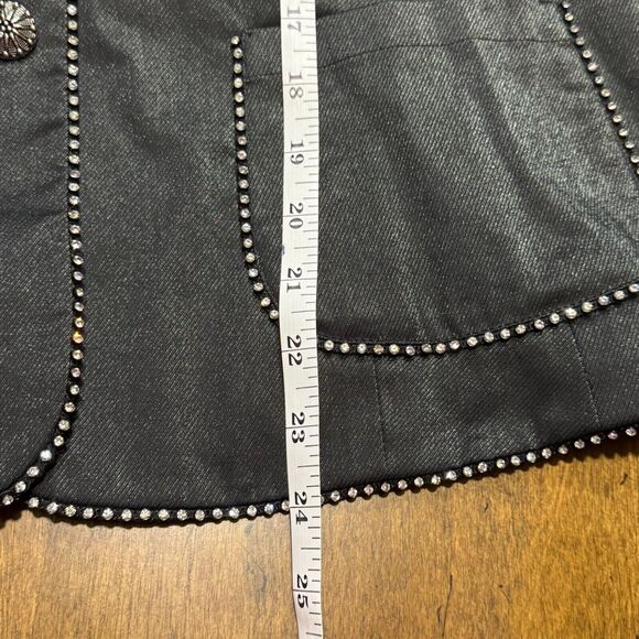 V CRISTINA Set XL Blazer Pants Denim Look Black Shimmer Western Rodeo Chic - Picture 10 of 15